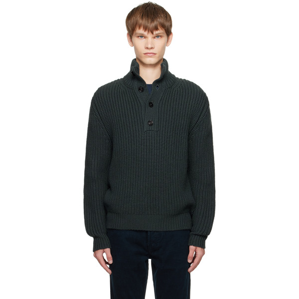  Tom Ford Gray Cashmere Wool Half Button Sweater 