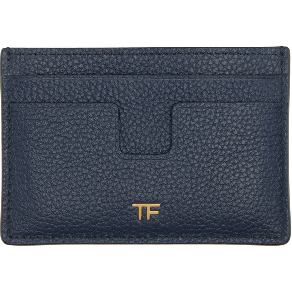  Tom Ford Navy Grain Leather Card Holder 