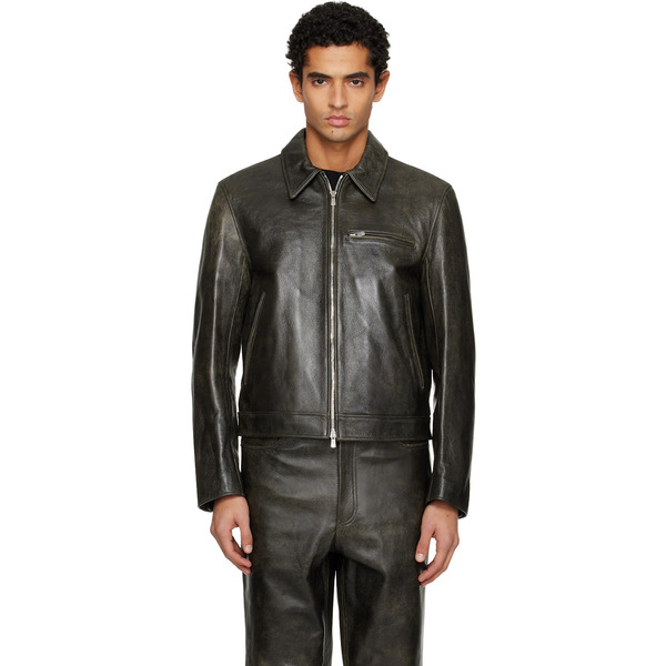  Tonywack Black Zip Leather Jacket 