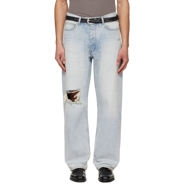  Tonywack Blue Distressed Loose Straight Jeans 
