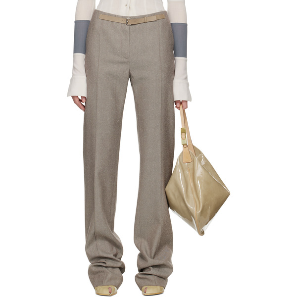 Tory Burch Taupe High Waisted Wool Trousers 