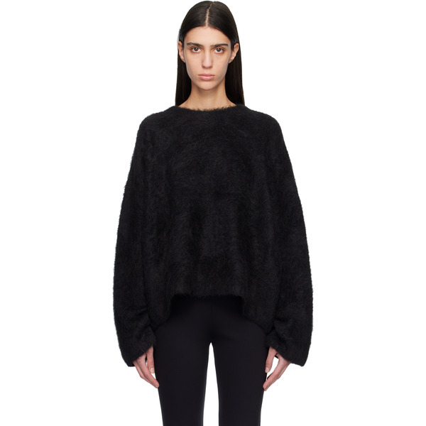  Toteme Black Boxy Alpaca Knit Sweater 