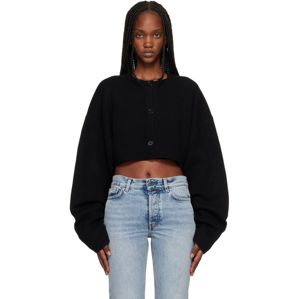  Toteme Black Cropped Oversized Cardigan 