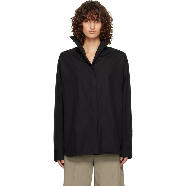  Toteme Black Sharp Poplin Shirt 