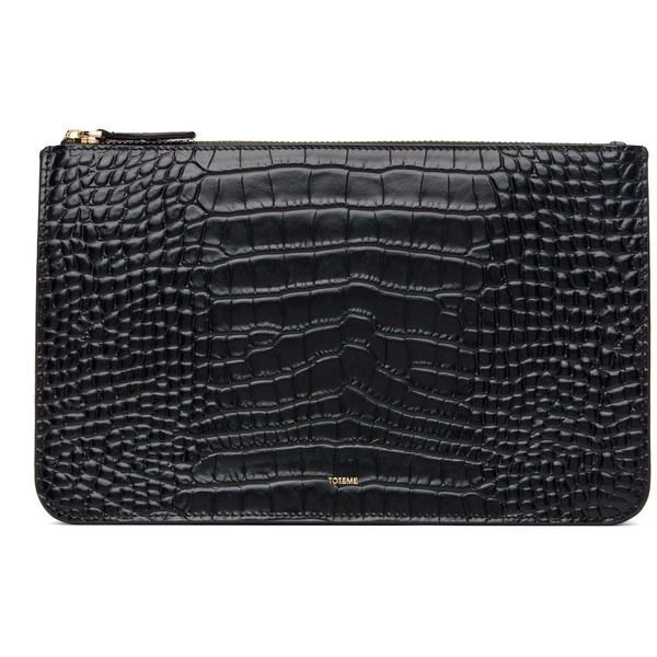  Toteme Black Threefold Croco-embossed Clutch 