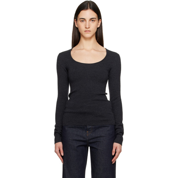  Toteme Gray Compact Knit Top 