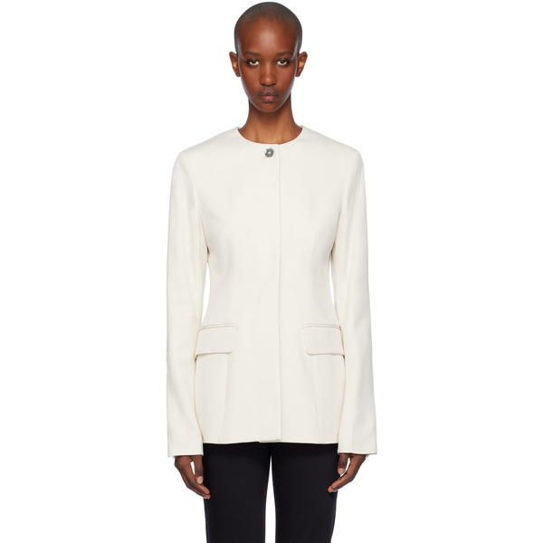  Toteme Off-white Collarless Cinched Jacket 