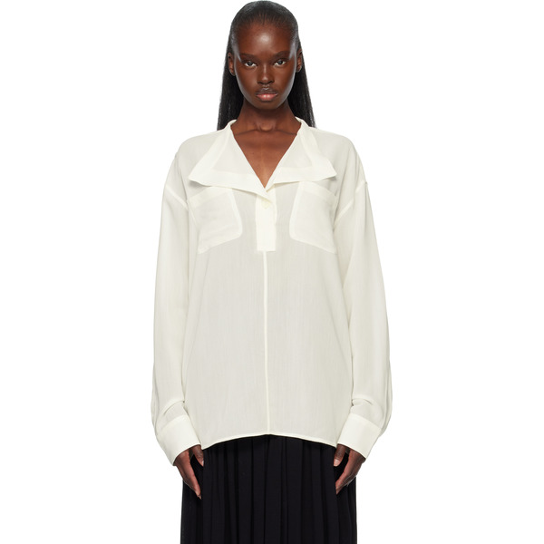  Toteme Off-white Overlapping Collar Blouse 
