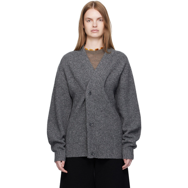  Umarmung Gray Knit Donegal Wool Oversized Cardigan 
