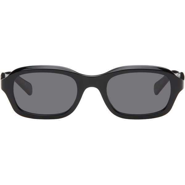  Valentino Black Rectangular Acetate Sunglasses 