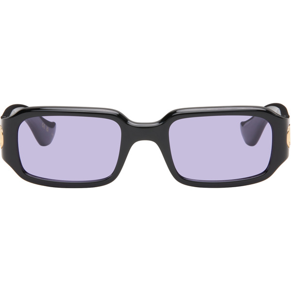  Valentino Black Rectangular Acetate Sunglasses 