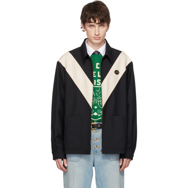  Valentino Black Vlogo Signature Diagonal Wool Jacket 