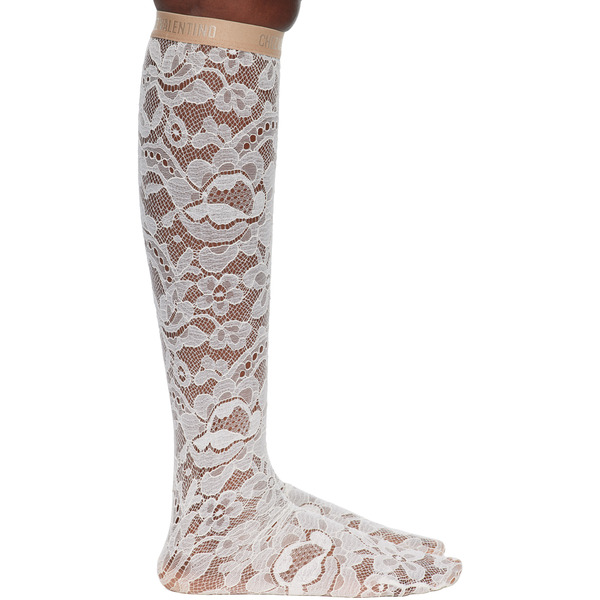  Valentino White Rebrode Lace Socks 