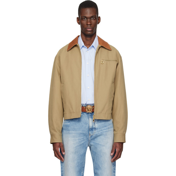  Versace Beige Cotton Canvas Blouson Jacket 