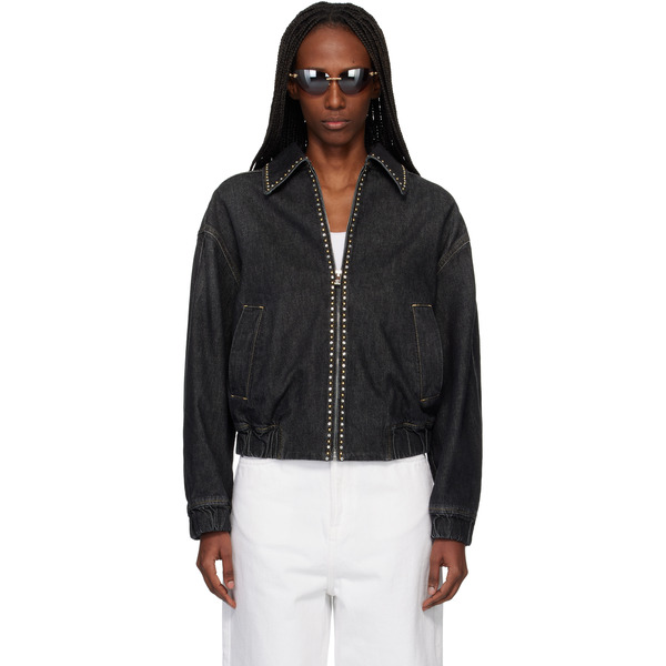  Versace Black Embellished Denim Jacket 