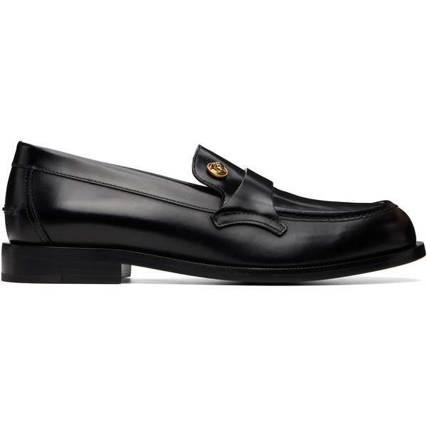  Versace Black Manu Leather Loafers 