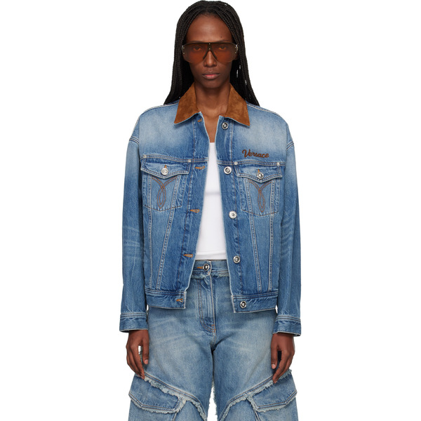  Versace Blue Trucker Denim Jacket 