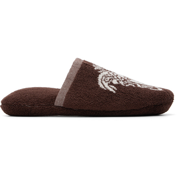  Versace Brown Cotton-terry Jacquard Slippers 