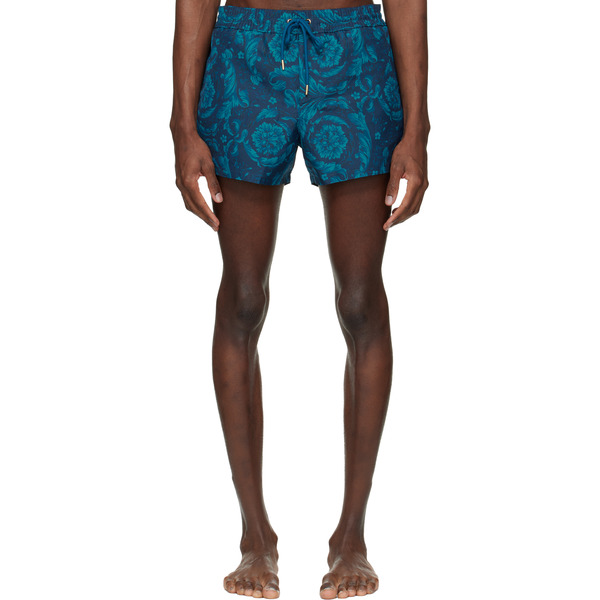  Versace Navy Baroque Swim Shorts 