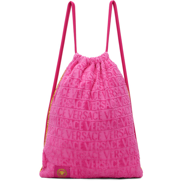  Versace Pink 'i Heart Baroque' Gym Carrier Backpack 