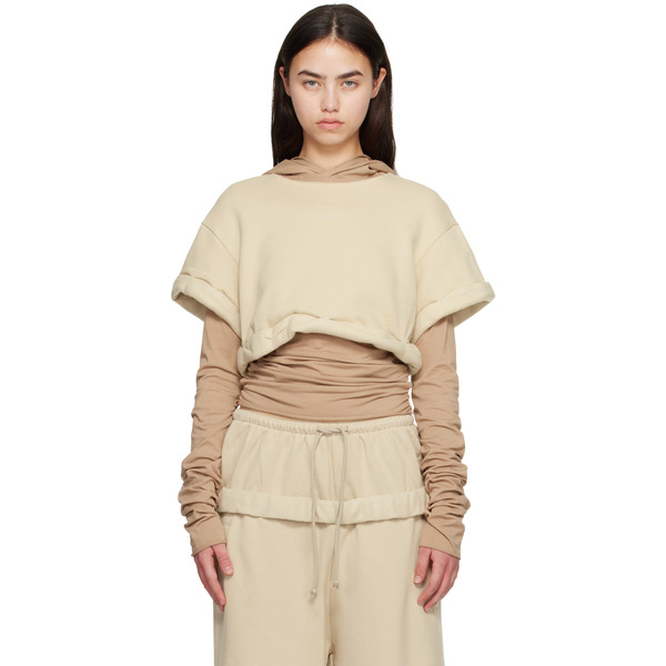  We11done Beige Layered Roll-up Hoodie 