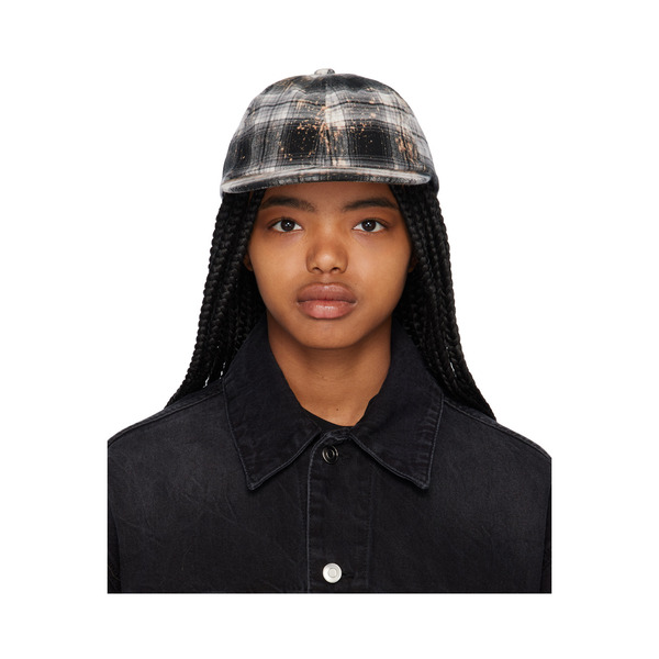  We11done Black Bleach Check Cap 