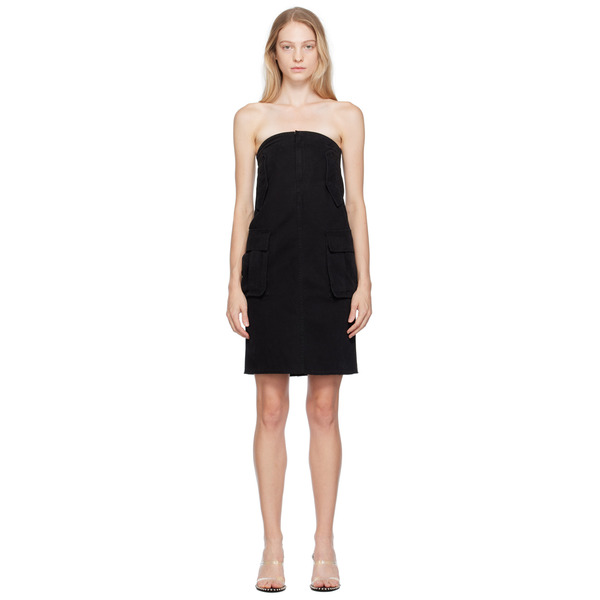  We11done Black Cargo Denim Midi Skirt 