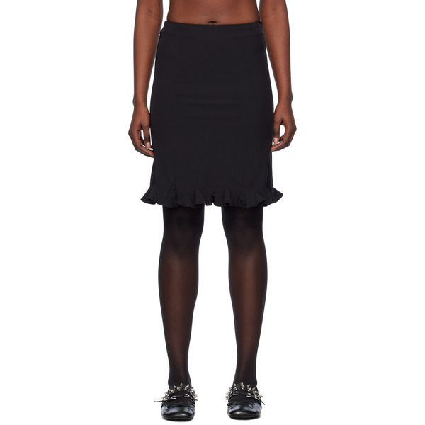  We11done Black Flared Midi Skirt 