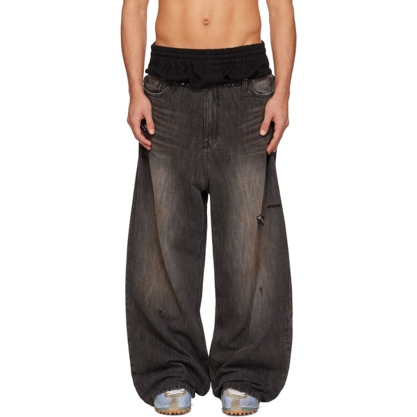  We11done Black Layered Jeans 