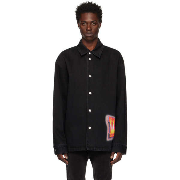  We11done Black Loose Fit Denim Shirt 
