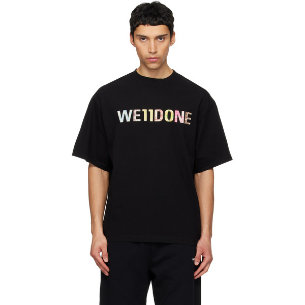  We11done Black 'we11done' Patchwork T-shirt 