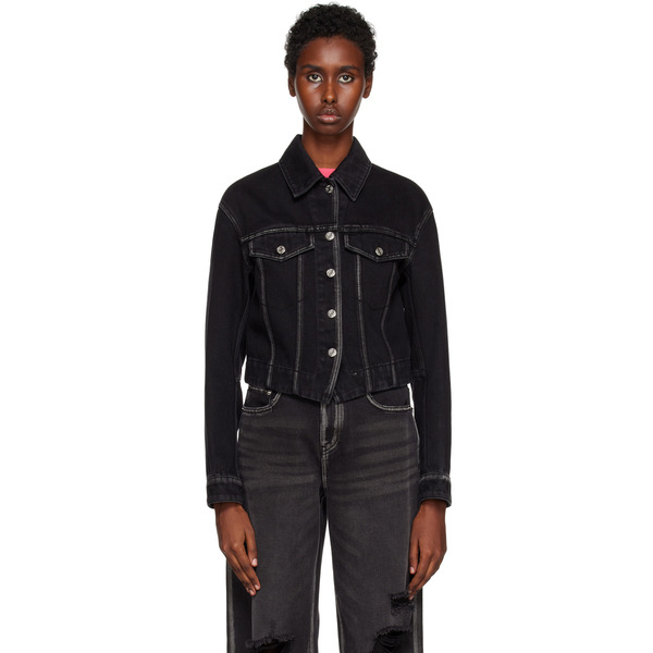  We11done Black V-line Denim Jacket 