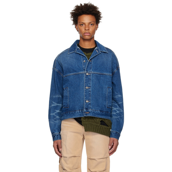  We11done Blue Printed Denim Jacket 