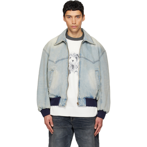  We11done Blue Western Harrington Denim Jacket 
