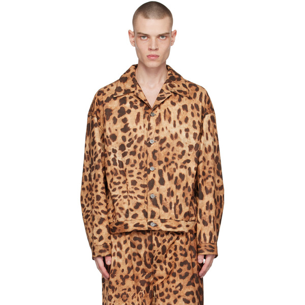  We11done Brown & Tan Allover Printed Jacket 
