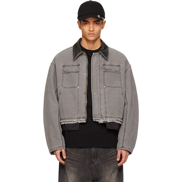  We11done Gray Cut-out Work Jacket 