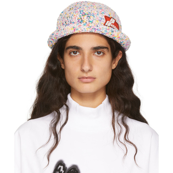  We11done Multicolor Crochet Logo Bucket Hat 