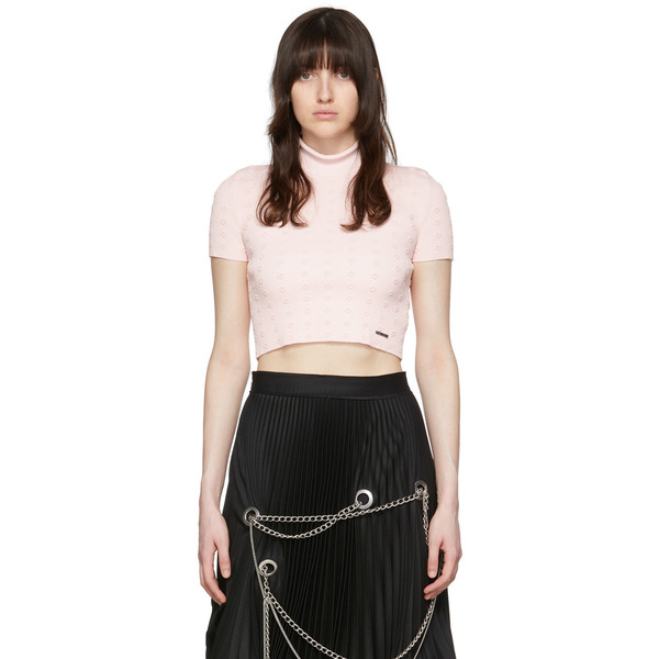  We11done Pink Rayon Short Sleeve Turtleneck 