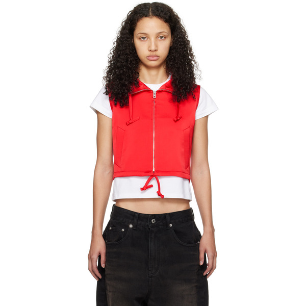  We11done Red Hooded Vest 