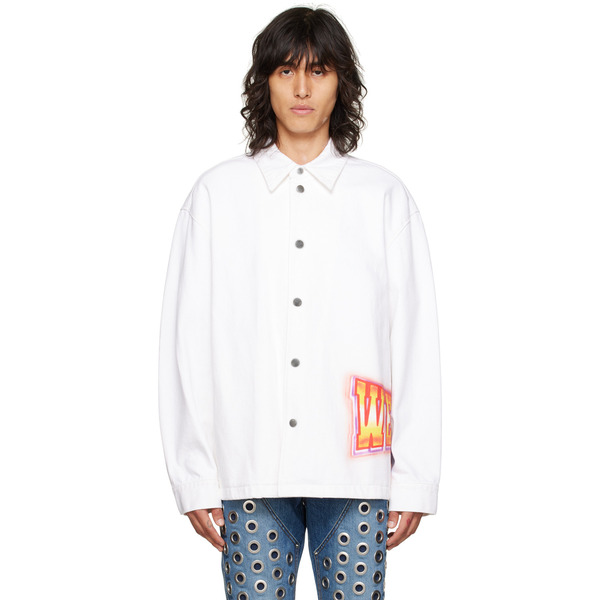  We11done White Printed Denim Jacket 