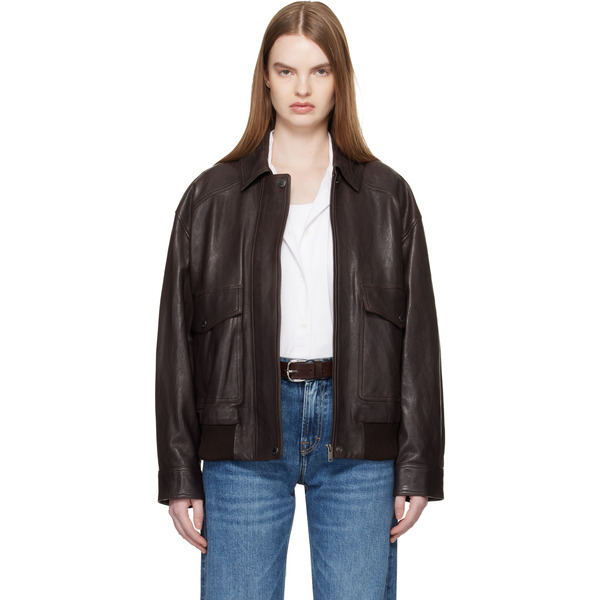  Weekend Max Mara Brown Gigante Leather Jacket 