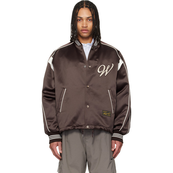 Wooyoungmi Brown Logo Baseball Bomber Jacket 