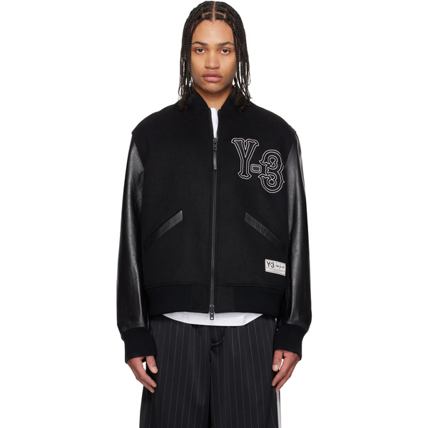  Y-3 Black Collegiate Jacket 