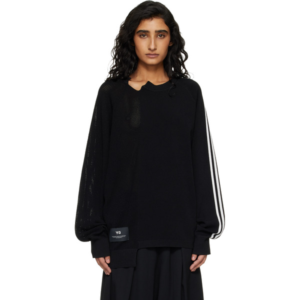  Y-3 Black Logo Knit Sweater 