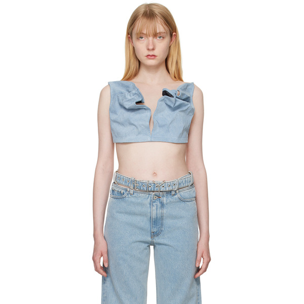  Y/project Blue Scrunched Denim Bralette 
