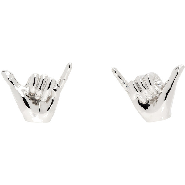  Y/project Silver Mini Shaka Earrings 