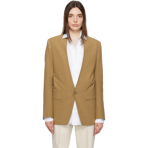  Zegna Tan Raw Edge Blazer 