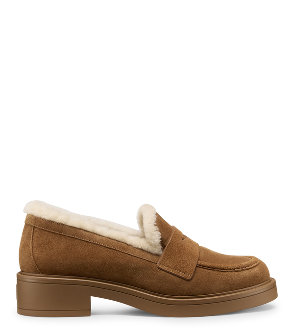  Stuart Weitzman Celia Lite Shearling Loafer - Woman  Doe/vanilla 36 