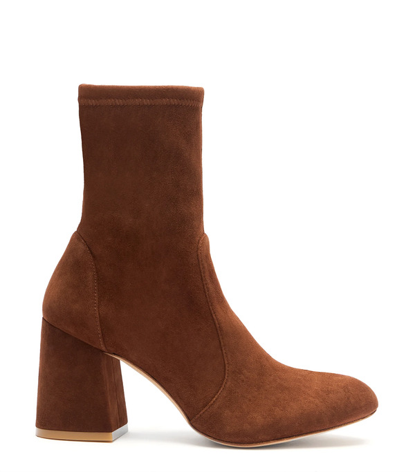  Stuart Weitzman Flareblock 85 Stretch Bootie - Woman  Deep Coffee 35.5 