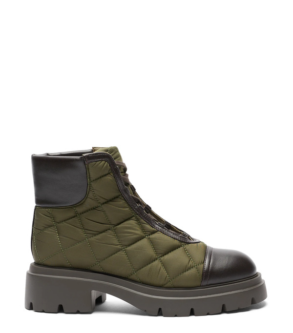  Stuart Weitzman Hudson Quilted Hiker Bootie - Woman Boots And Booties Olive/ebony 37.5 